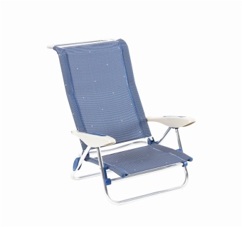 5 Position Lay Flat Folding Aluminium Pool Beach Chair with Towel B