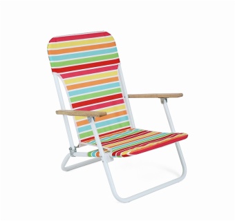 OEM Outdoor Portable chaise Lounger Folding Beach Chair with Solid Wooden Arms