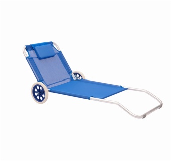 Outdoor Portable Folding Sun Lounger Adjustable Beach Aluminum Metal Folding Beach Bed Trolley