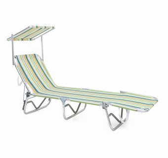 Sun Lounge Chair Aluminium Beach Folding Chaise Lounger Outdoor Bed With Canopy