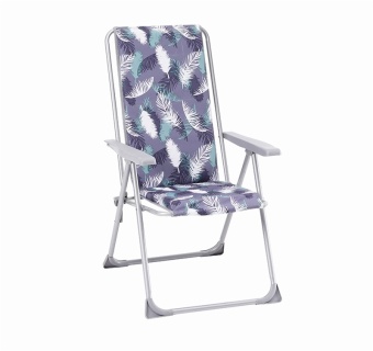 Customized Padded 5 Position Adjustable Foldable Metal Chair Steel Frame Camping Chair