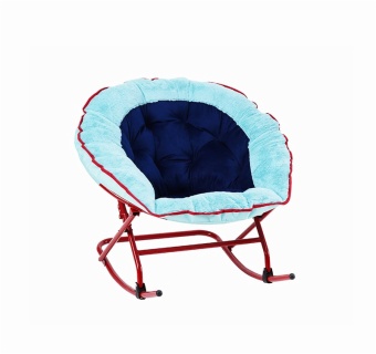 Comfy Moon Chair Folding Metal Frame Woven Cotton Round rocking Saucer Chair