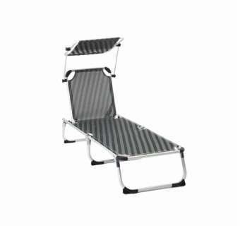 Outdoor Modern Aluminum Foldable Beach Chaise Sun Lounge Chair Outdoor With Canopy